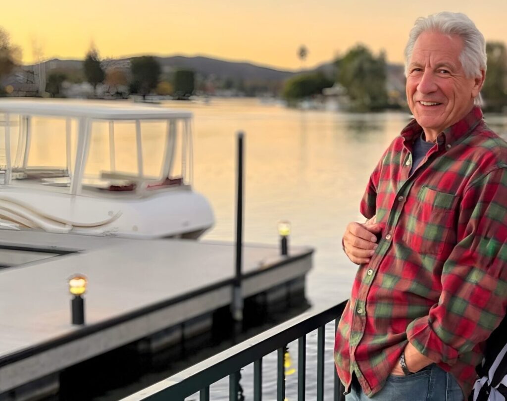Don in front of lake